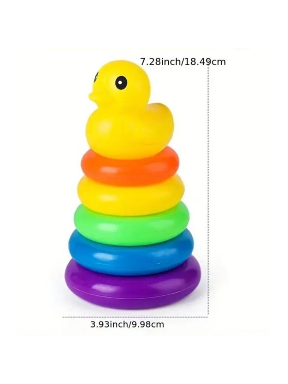 Stacking Rings (5) Toy Educational Colorful Development Yellow Duck - Picture 2 of 3